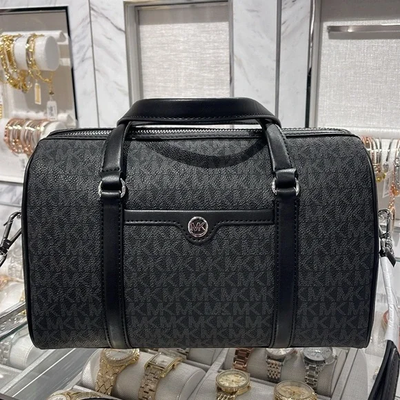 MICHAEL KORS JST TRAVEL MEDIUM DUFFLE SATCHEL SHOULDER CROSSBODY BAG MK BLACK - Picture 16 of 16